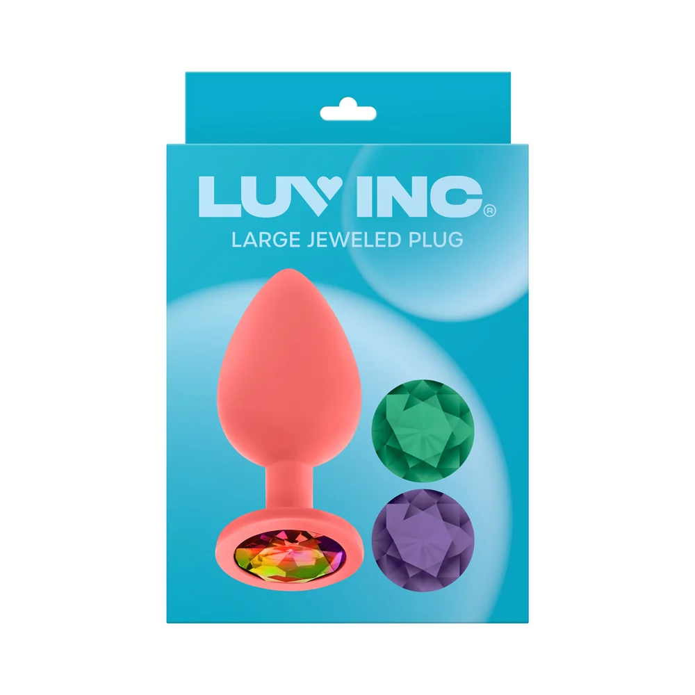 Luv Inc Jp33 Jeweled Large Plug Silicone with 3-Piece Interchangeable Gems Coral - Image 9