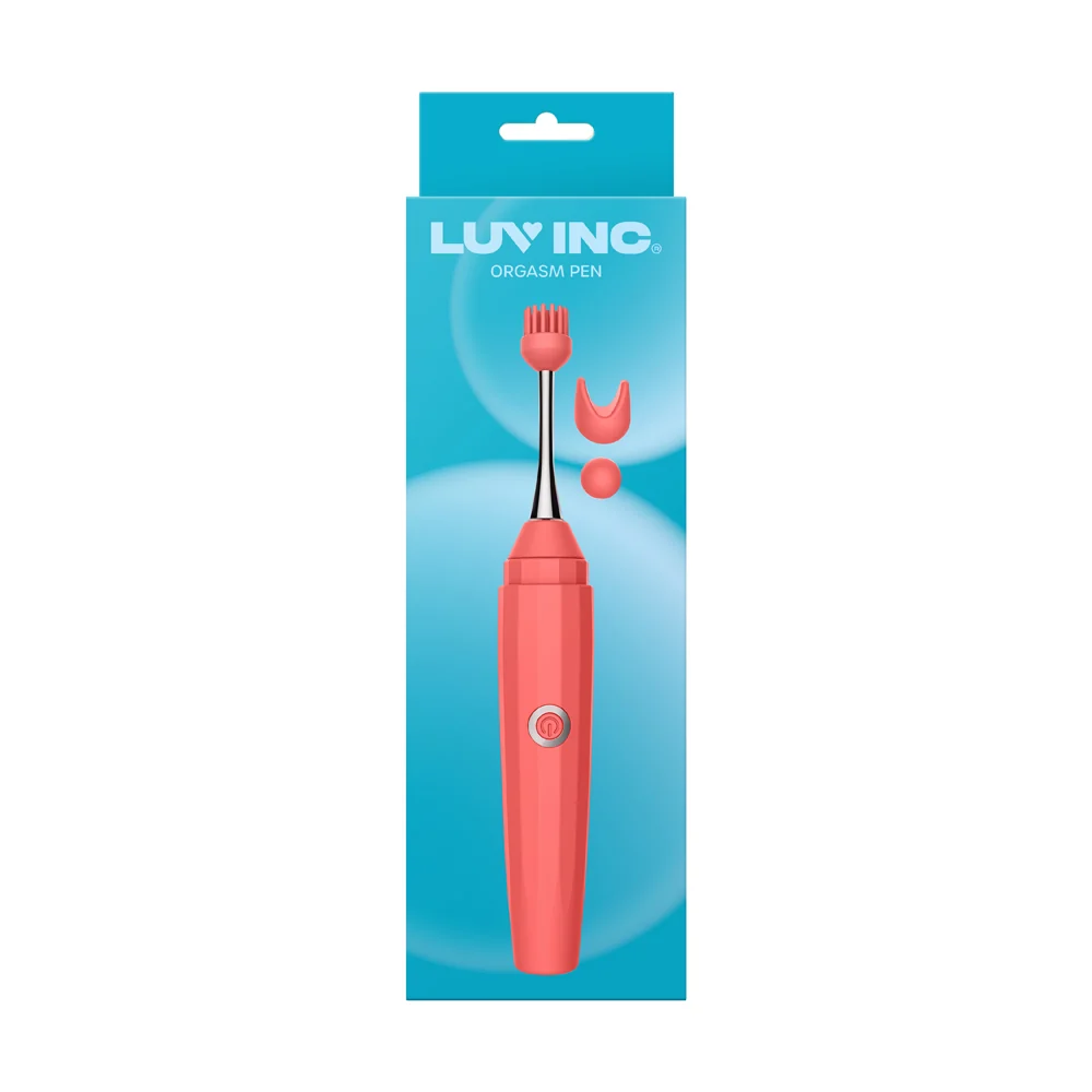 Luv Inc Op10 Orgasm Pen Rechargeable Pinpoint Vibrator with 3 Attachments Coral - Image 11