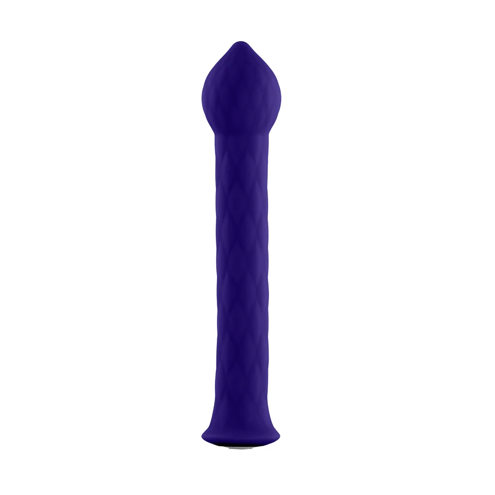 FemmeFunn Diamond Wand Rechargeable Flexible Textured Silicone Vibrator Dark Purple - Image 3