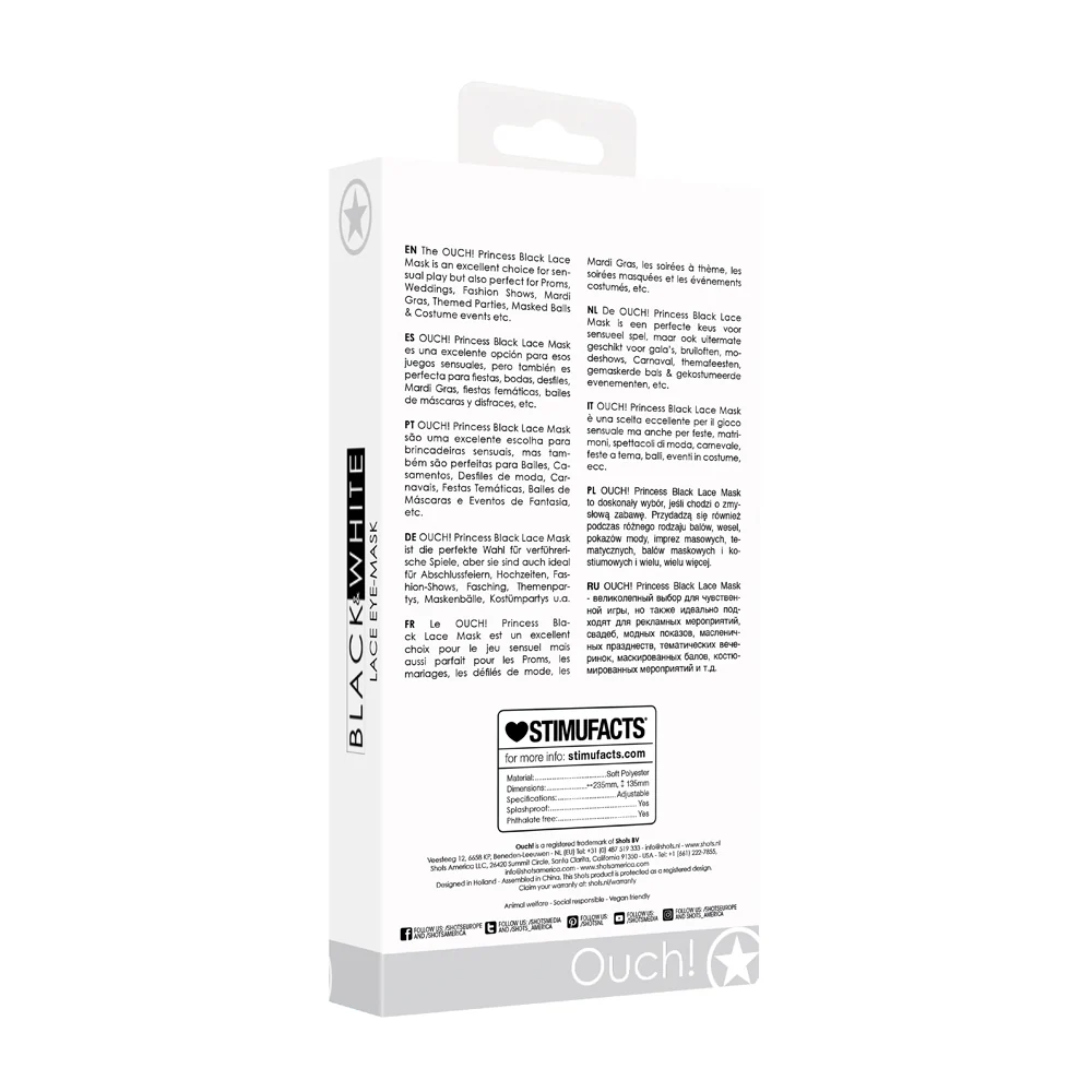 Ouch! Black & White Princess Lace Eye Mask Black - Image 11