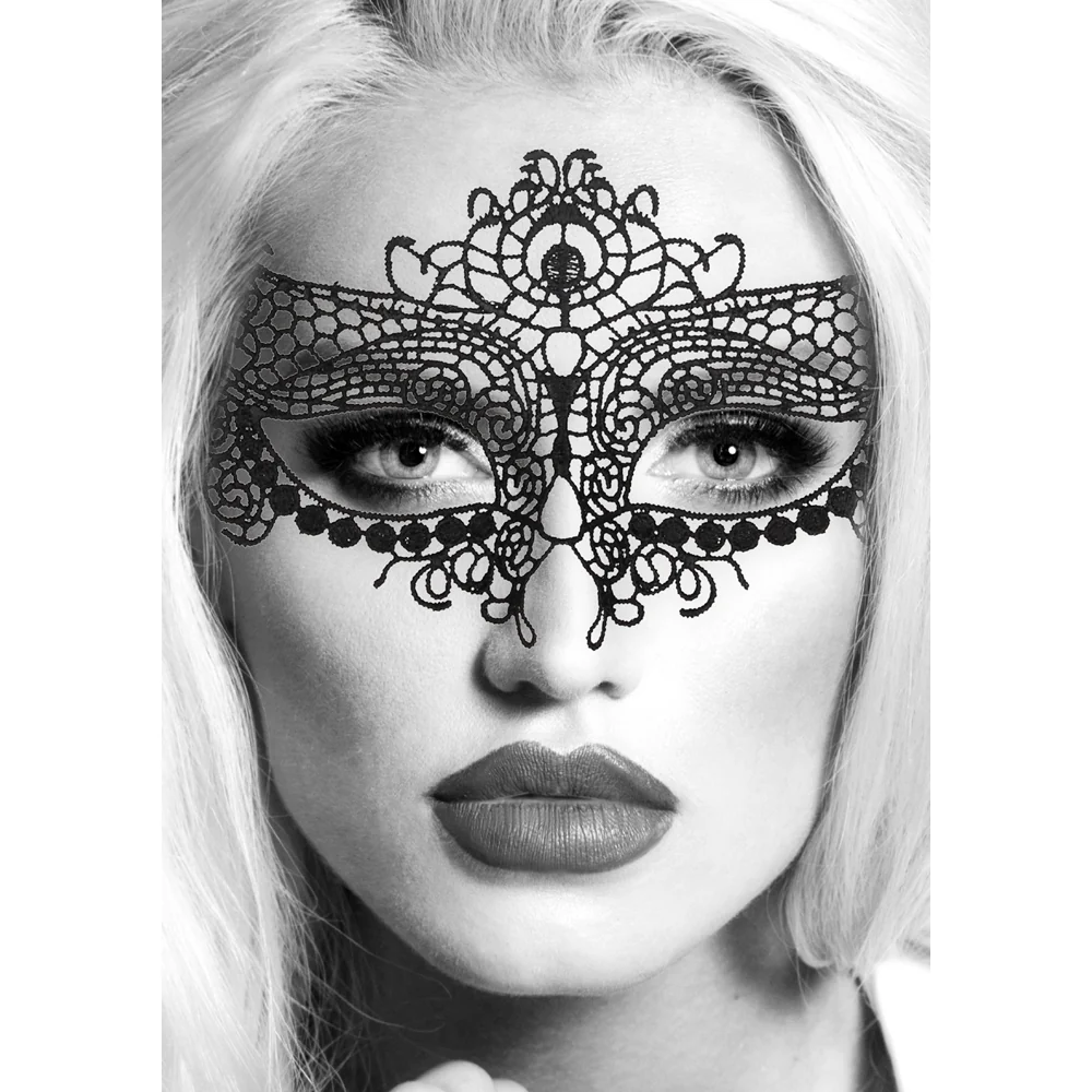 Ouch! Black & White Queen Lace Eye Mask Black - Image 9