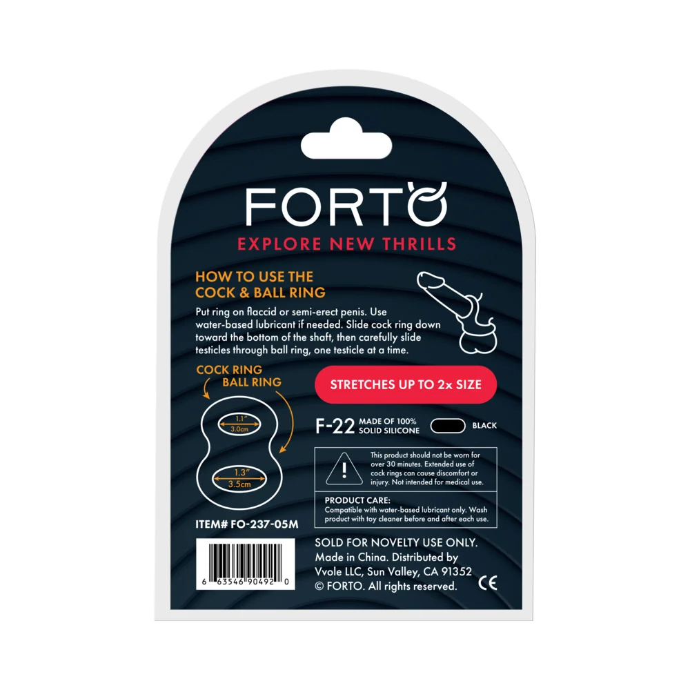 Forto F-22 Liquid Silicone Cock & Ball D-Ring Medium Black - Image 7