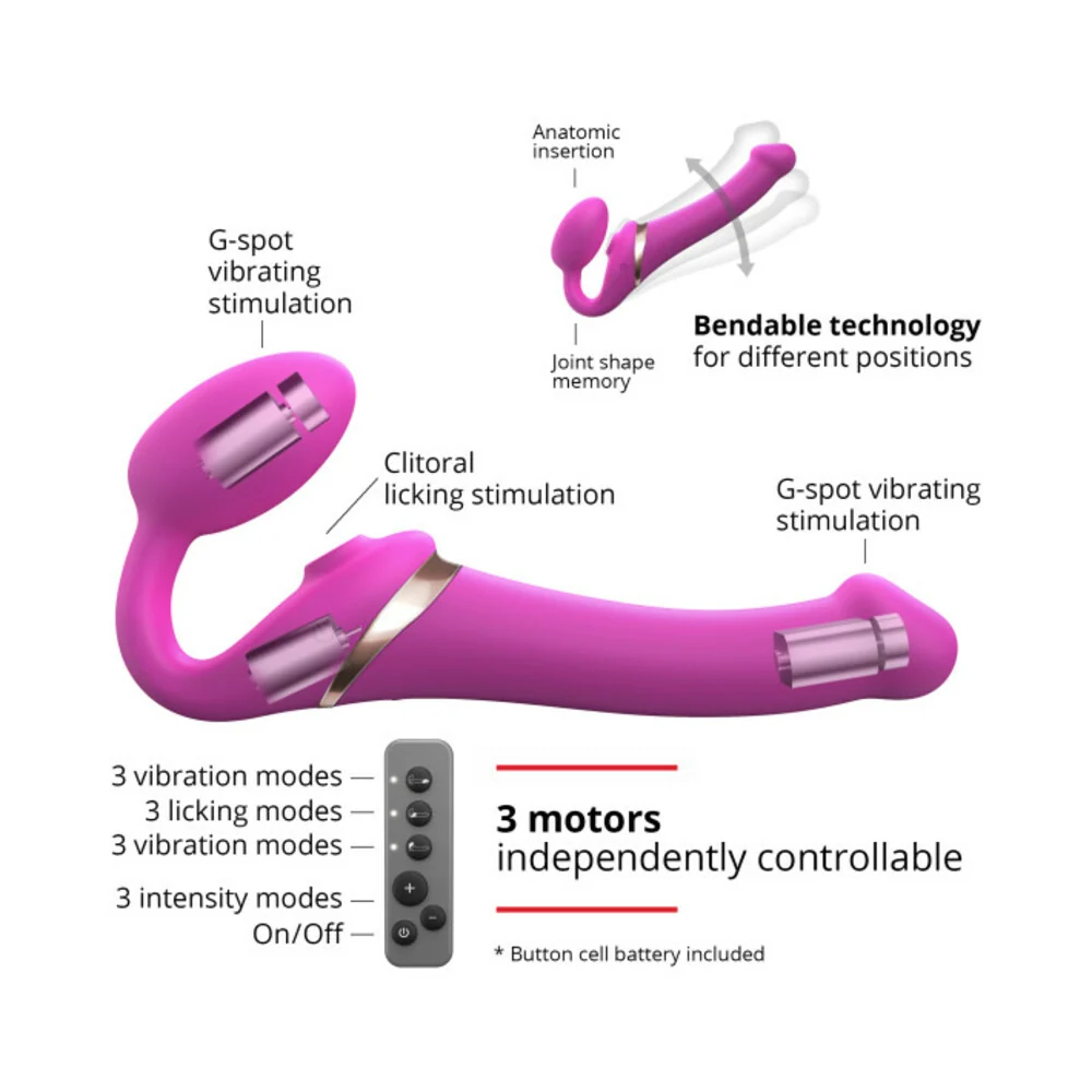 Strap-On-Me Multi Orgasm Bendable Strapless Strap-On Fuchsia Large - Image 10
