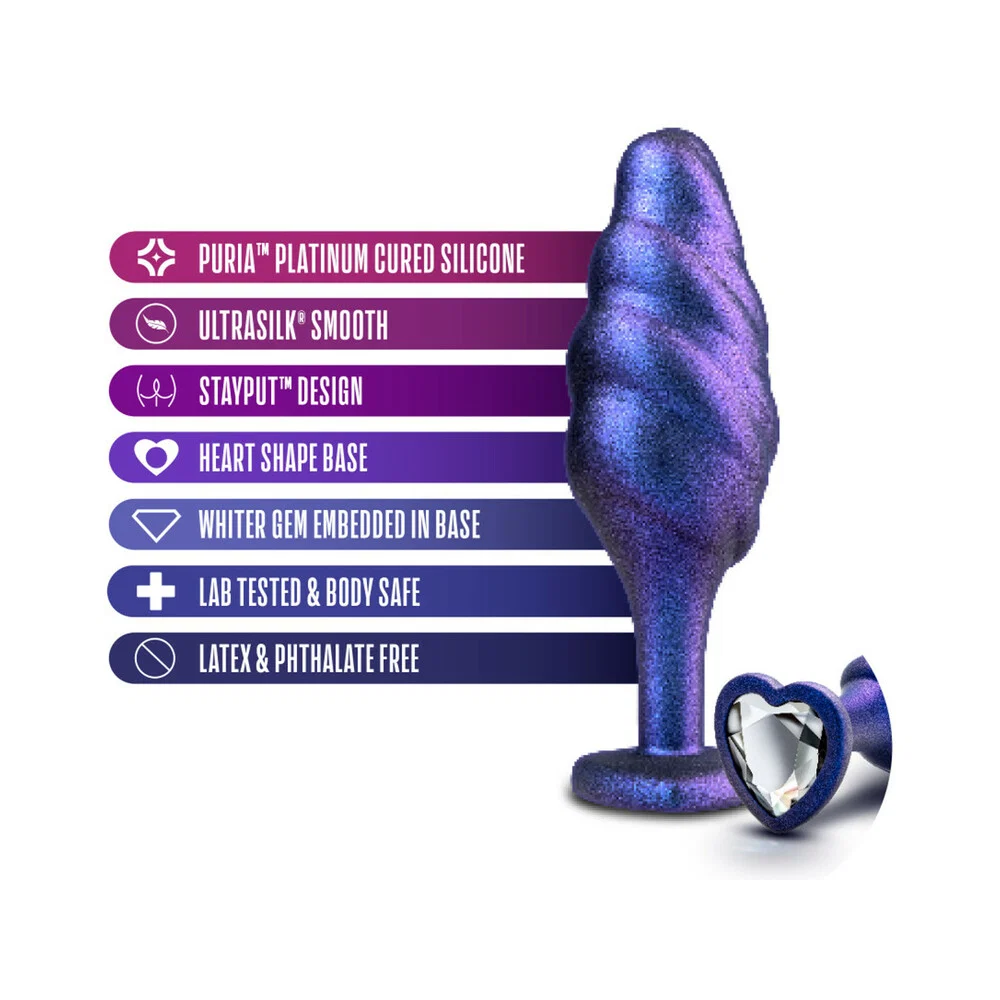 Anal Adventures Matrix Silicone Bumped Bling Plug Sapphire - Image 6