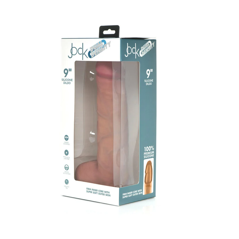 Curve Toys Jock Dual Density 9 in. Silicone Dildo with Balls & Suction Cup Light - Image 9