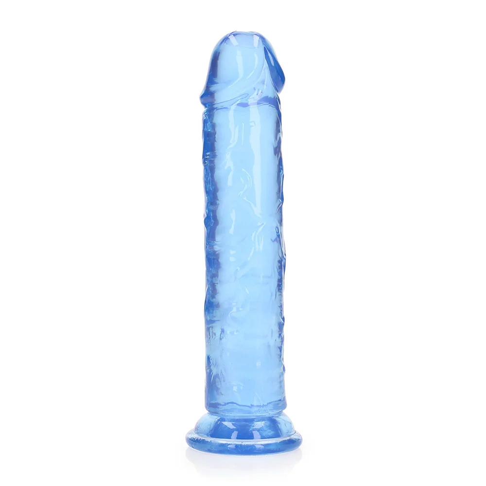 RealRock Crystal Clear Straight 8 in. Dildo Without Balls Blue - Image 10