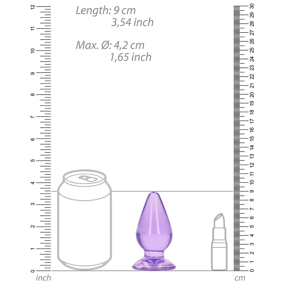 RealRock Crystal Clear 3.5 in. Anal Plug Purple - Image 9