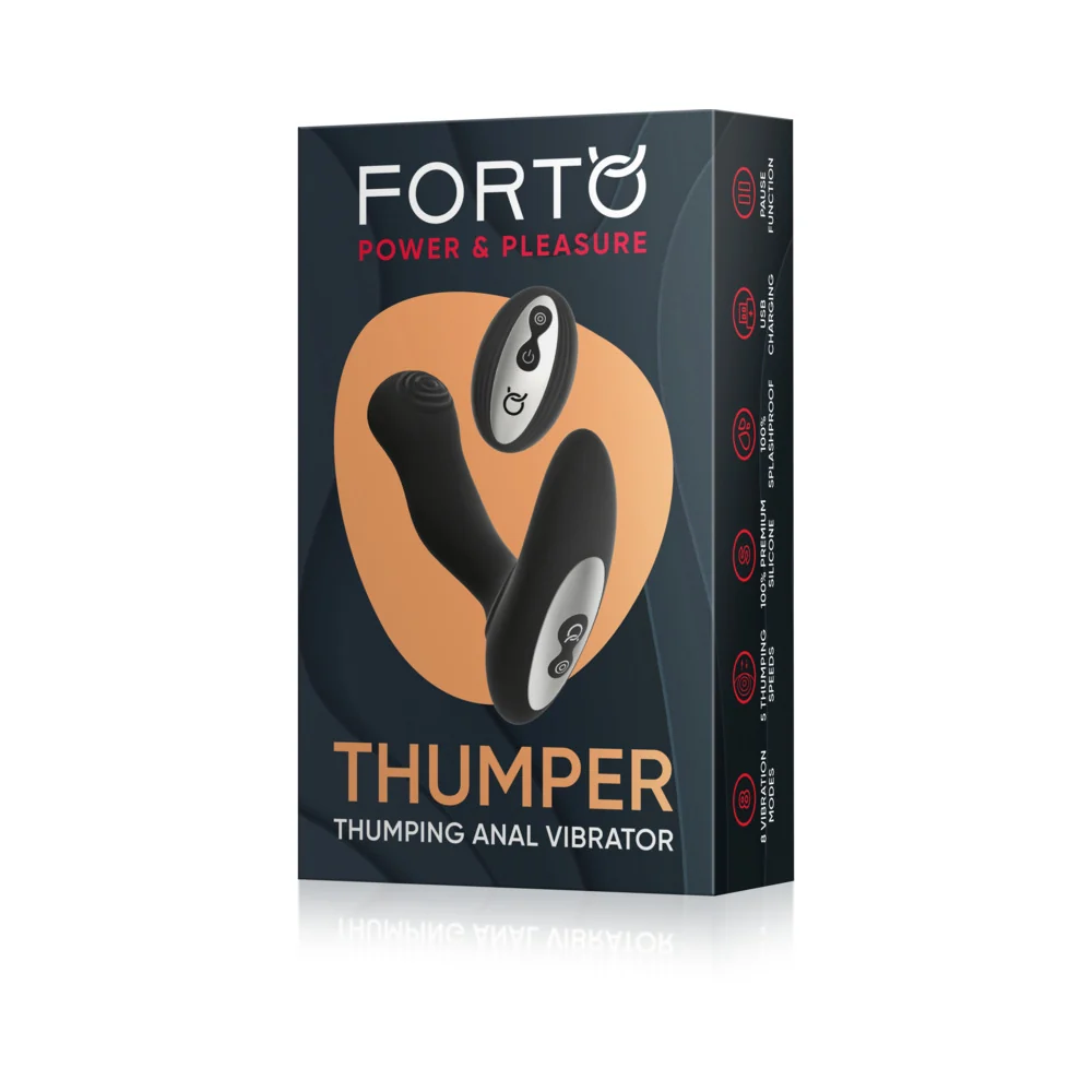 Forto Thumper Rechargeable Remote-Controlled Silicone Thumping Anal Vibrator Black - Image 9