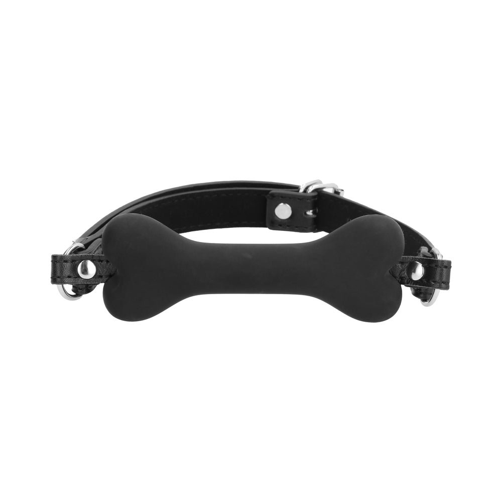 Ouch! Puppy Play Silicone Bone Gag Black - Image 6