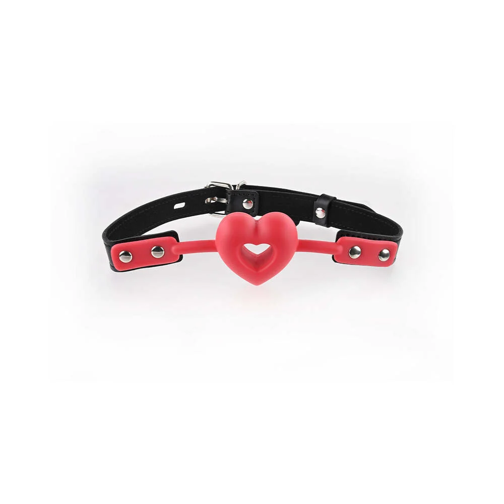 Sportsheets Sex & Mischief Amor Breathable Heart-Shaped Silicone Ball Gag Red - Image 6