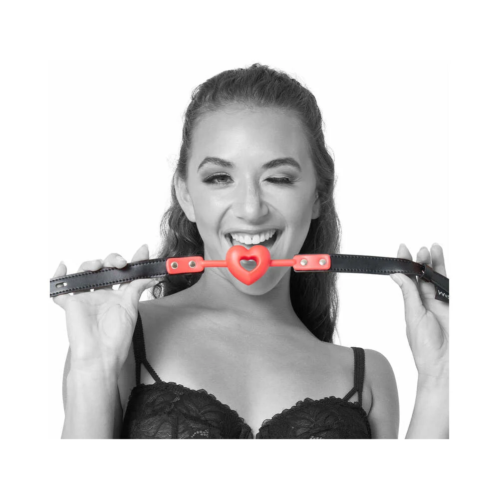 Sportsheets Sex & Mischief Amor Breathable Heart-Shaped Silicone Ball Gag Red - Image 7