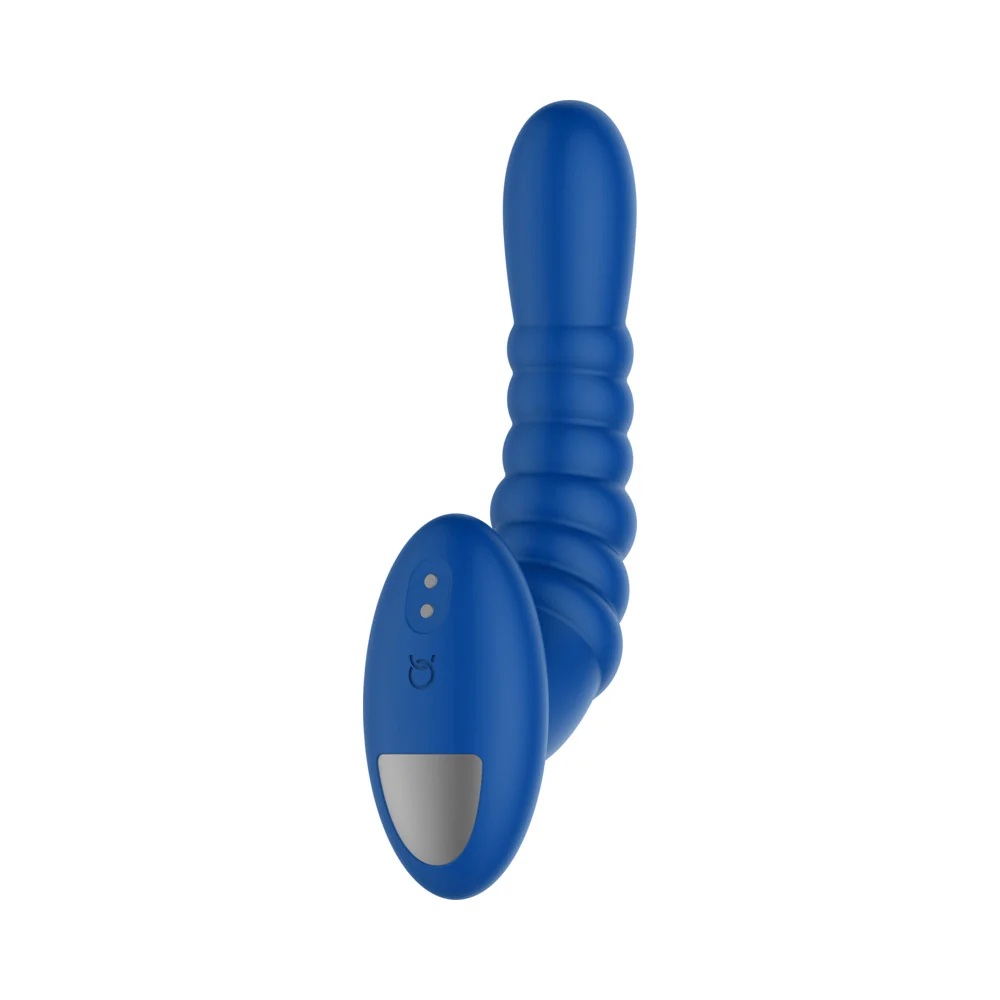 Forto Ribbed Pro Rechargeable Silicone Vibrating Anal Massager Blue - Image 10