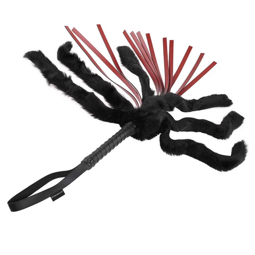 Sportsheets Saffron Faux Fur Flogger with Faux Leather Strands - Image 6