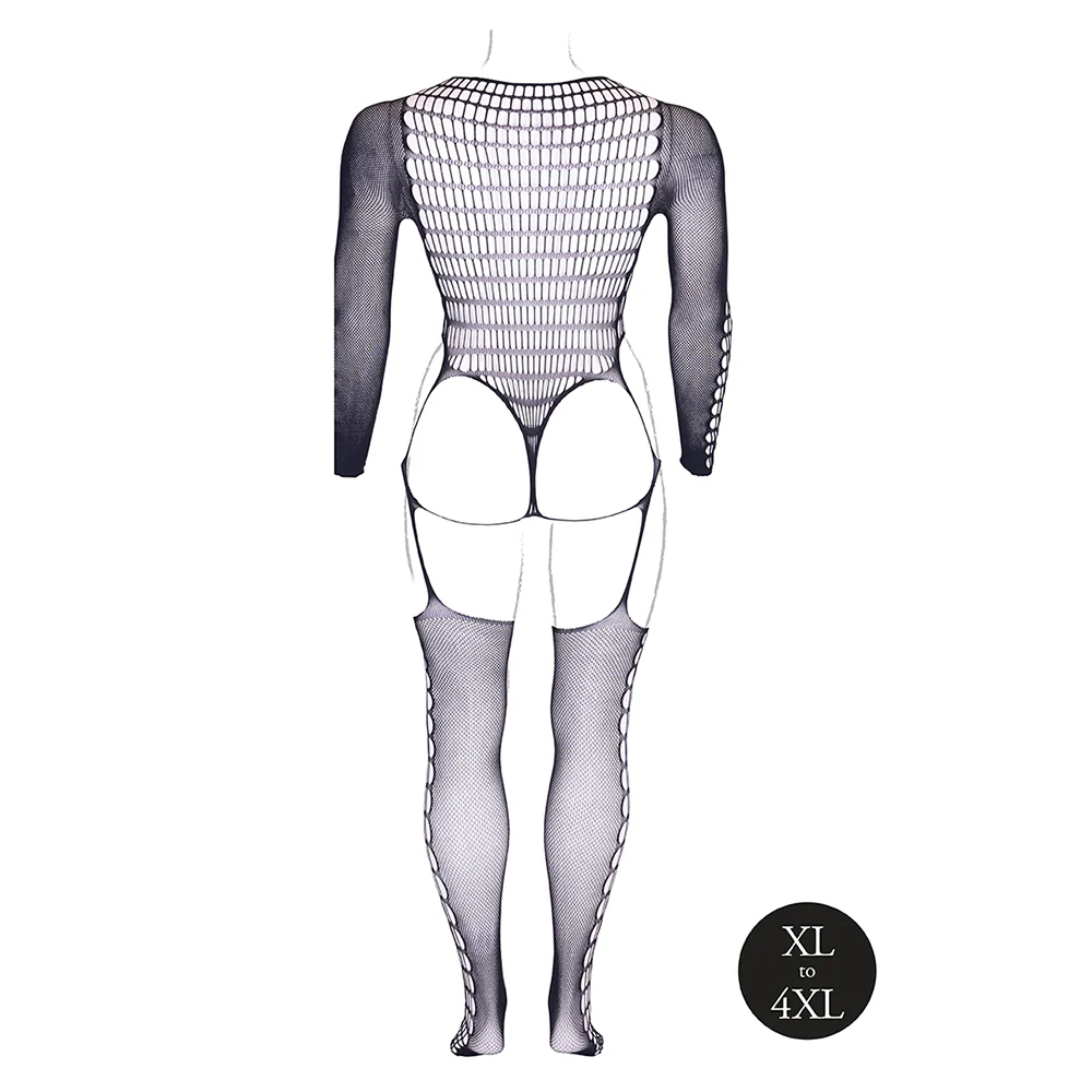 Le Desir Shade Kalyke XXIII Bodystocking with Turtleneck Black Queen Size - Image 8