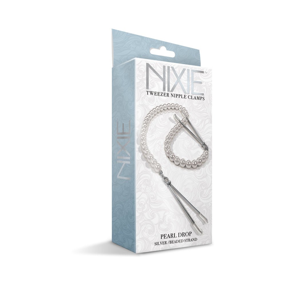 Nixie Pearl Drop Beaded Tweezer Nipple Clamps Silver - Image 7