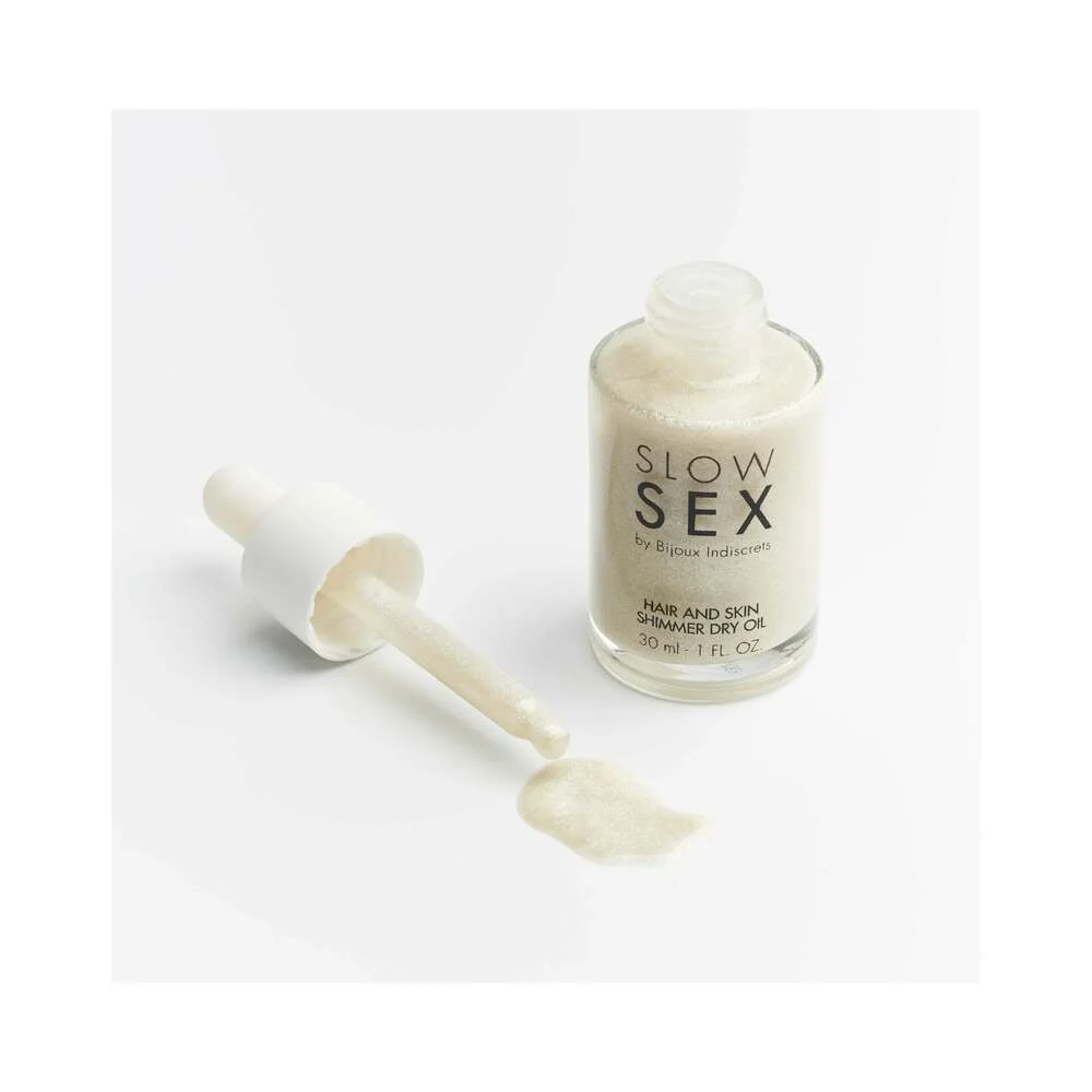 Bijoux Indiscrets Slow Sex Hair & Skin Shimmer Dry Oil 1 oz. - Image 3