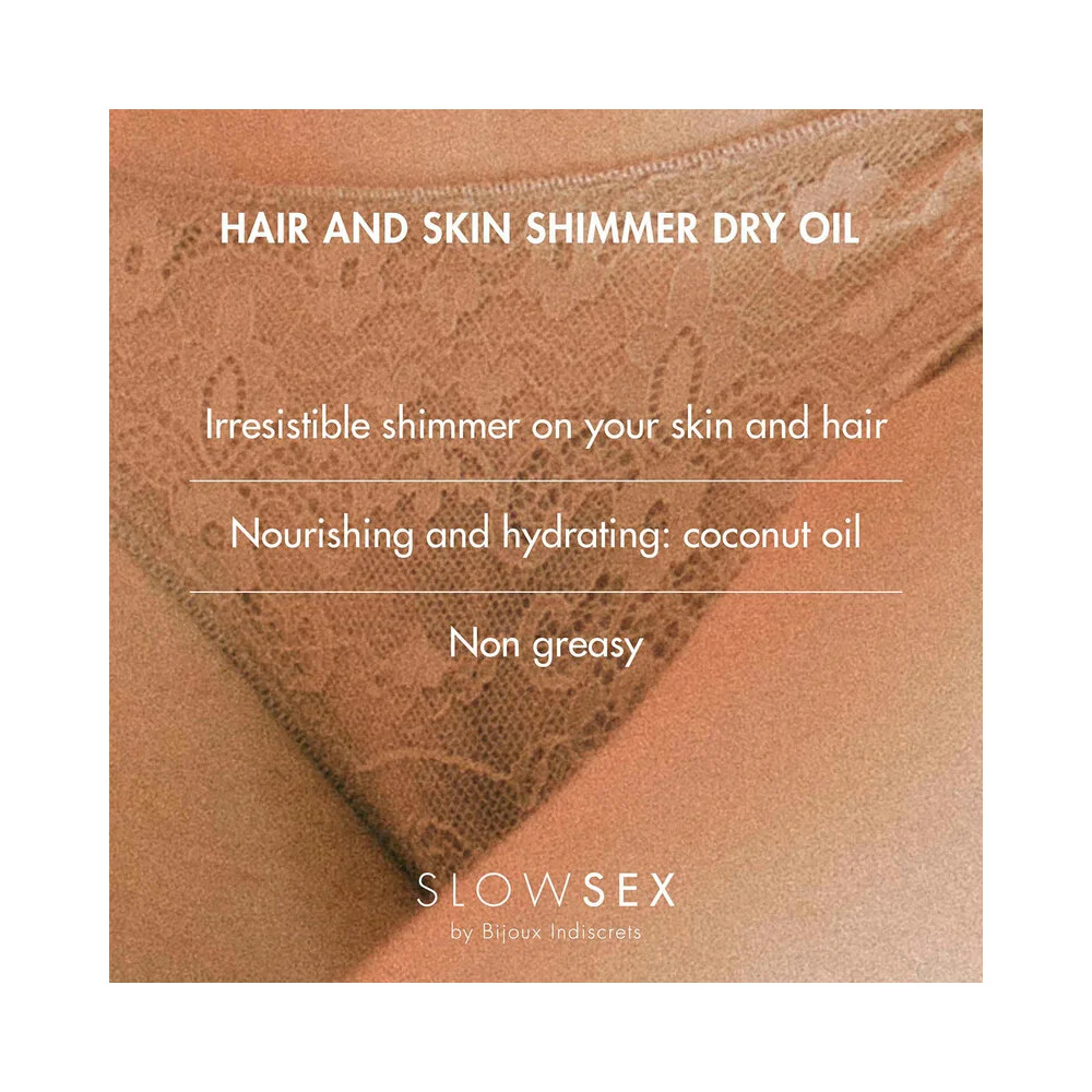 Bijoux Indiscrets Slow Sex Hair & Skin Shimmer Dry Oil 1 oz. - Image 7