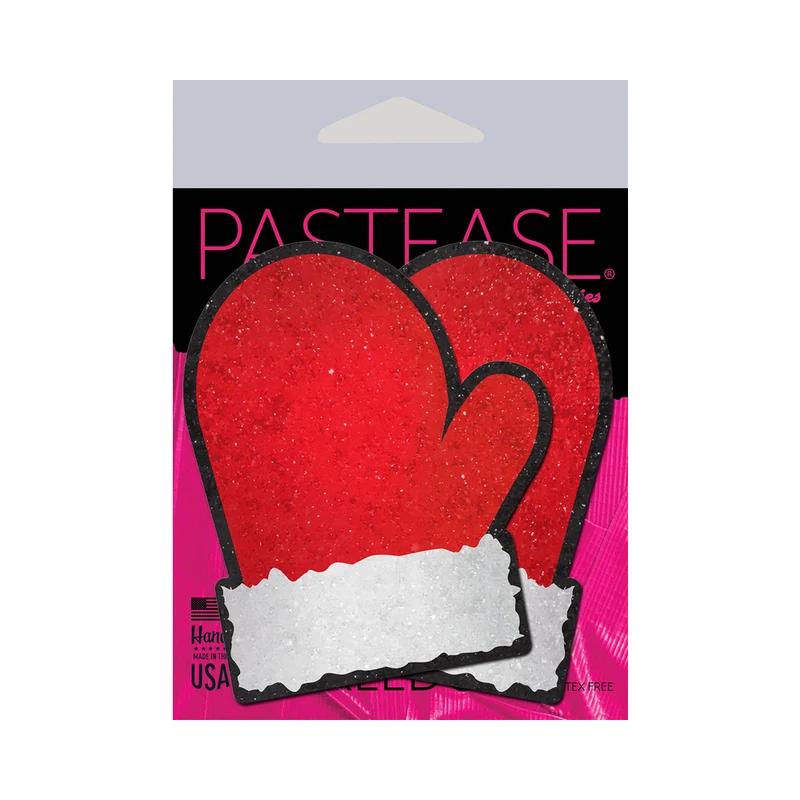 Pastease Glitter Santa Mittens Pasties Red/White - Image 3