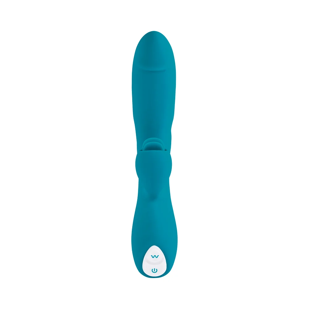 Evolved Fierce Flicker Rechargeable Dual Stim Vibe Silicone Teal - Image 11