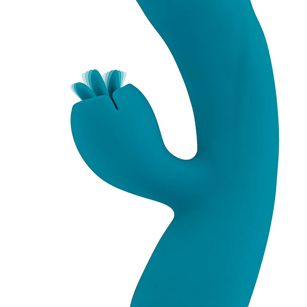 Evolved Fierce Flicker Rechargeable Dual Stim Vibe Silicone Teal - Image 13