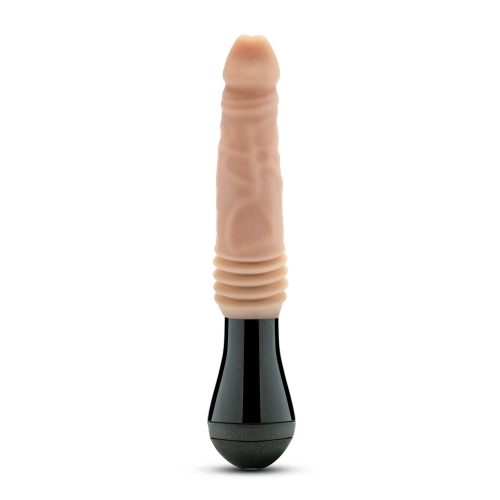 Dr. Skin Silicone Dr. Knight 10.5 in. Thrusting, Gyrating & Vibrating Dildo with Handle Beige - Image 2