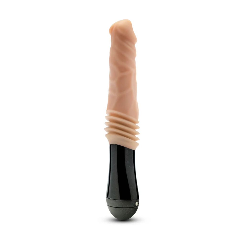 Dr. Skin Silicone Dr. Knight 10.5 in. Thrusting, Gyrating & Vibrating Dildo with Handle Beige - Image 3