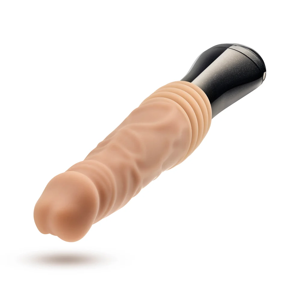 Dr. Skin Silicone Dr. Knight 10.5 in. Thrusting, Gyrating & Vibrating Dildo with Handle Beige - Image 4
