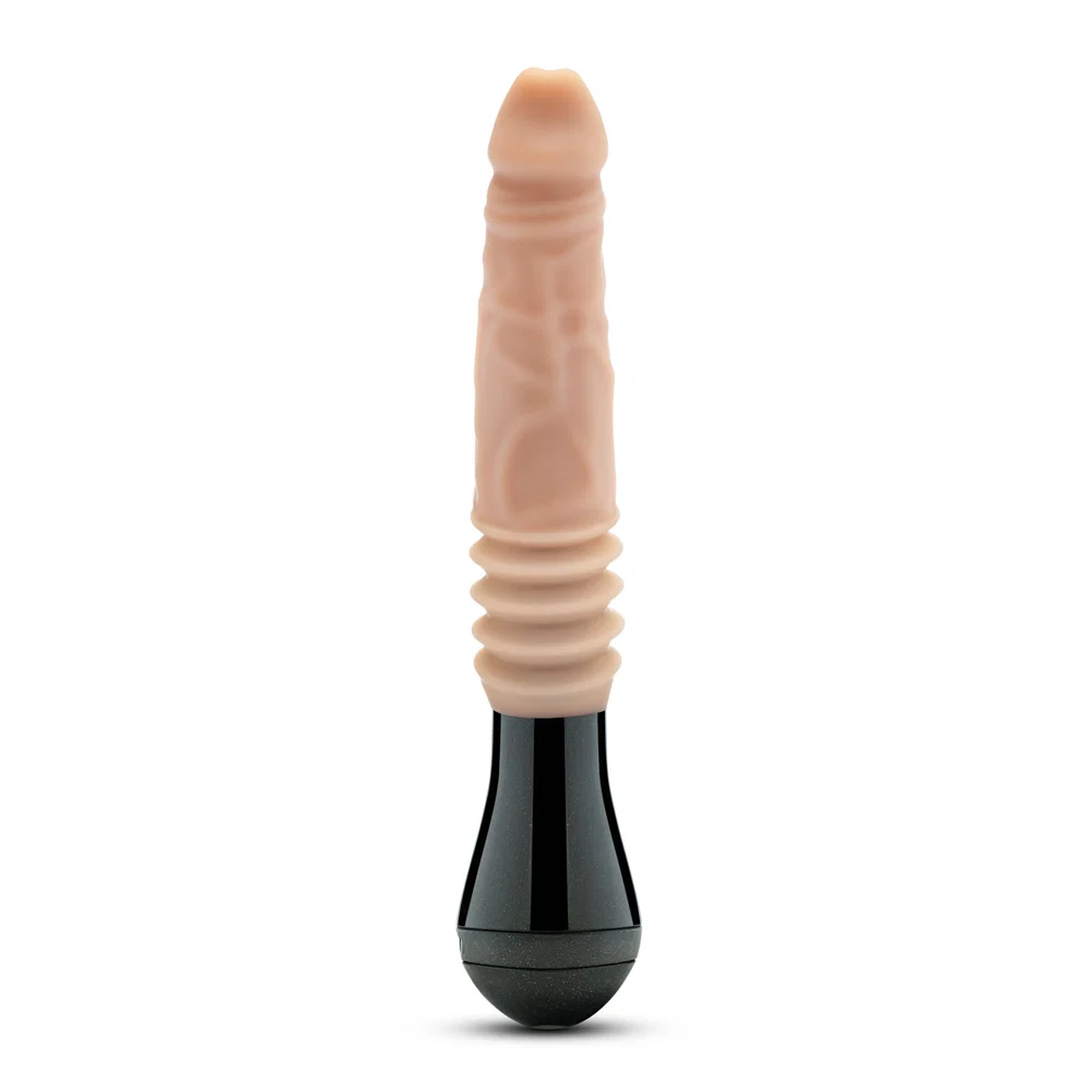 Dr. Skin Silicone Dr. Knight 10.5 in. Thrusting, Gyrating & Vibrating Dildo with Handle Beige - Image 6
