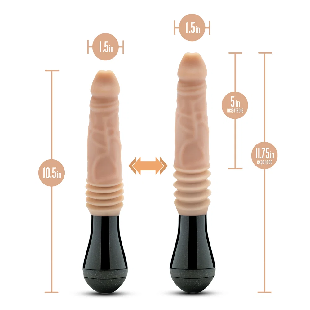 Dr. Skin Silicone Dr. Knight 10.5 in. Thrusting, Gyrating & Vibrating Dildo with Handle Beige - Image 7