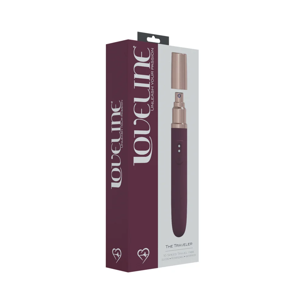 LoveLine The Traveler 10 Speed Travel Vibe Silicone Rechargeable Waterproof Burgundy - Image 5