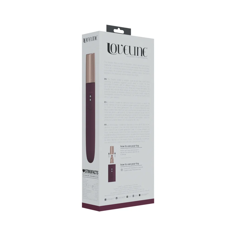 LoveLine The Traveler 10 Speed Travel Vibe Silicone Rechargeable Waterproof Burgundy - Image 6