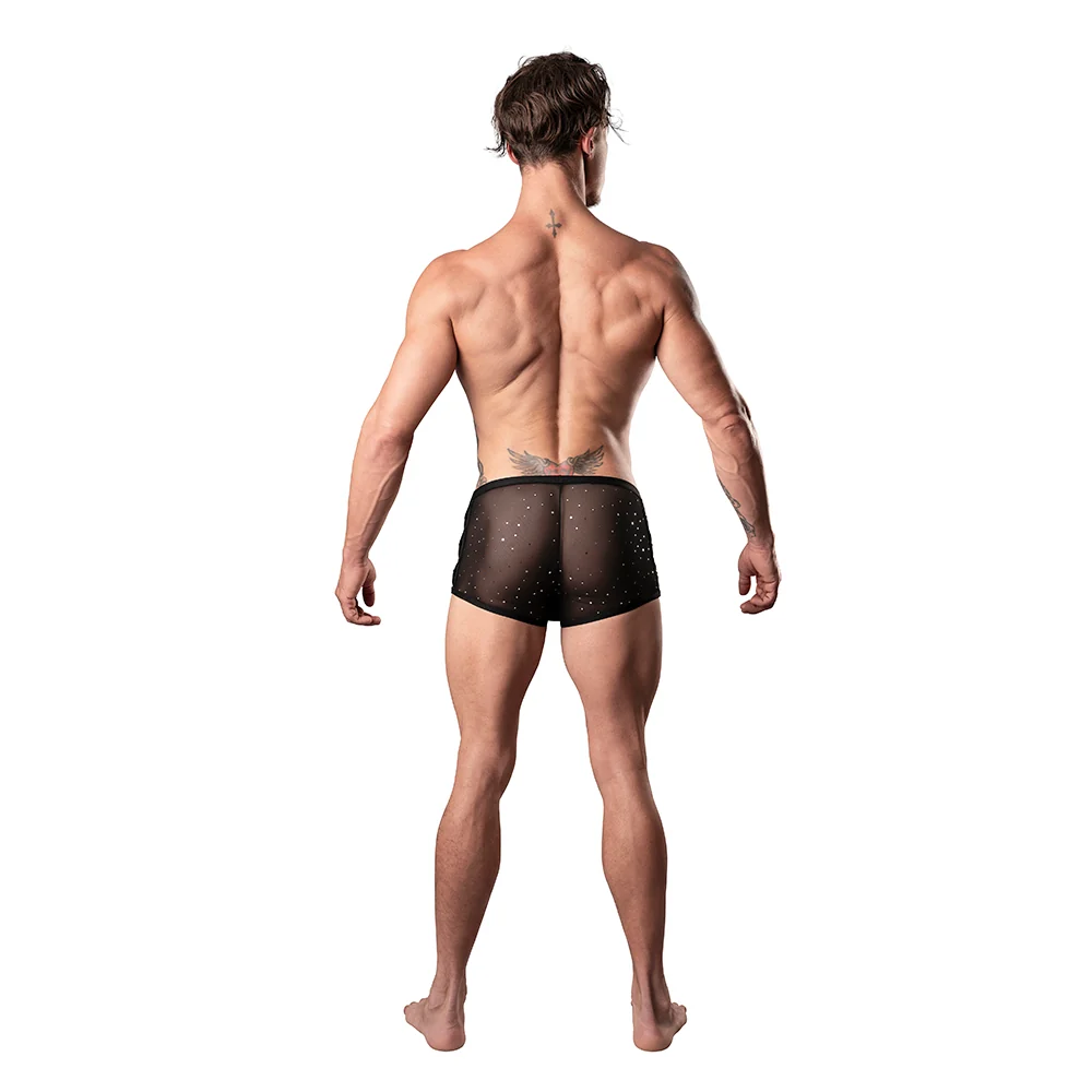 Male Power Show Stopper Mini Short Silver Mesh Dot XL - Image 3