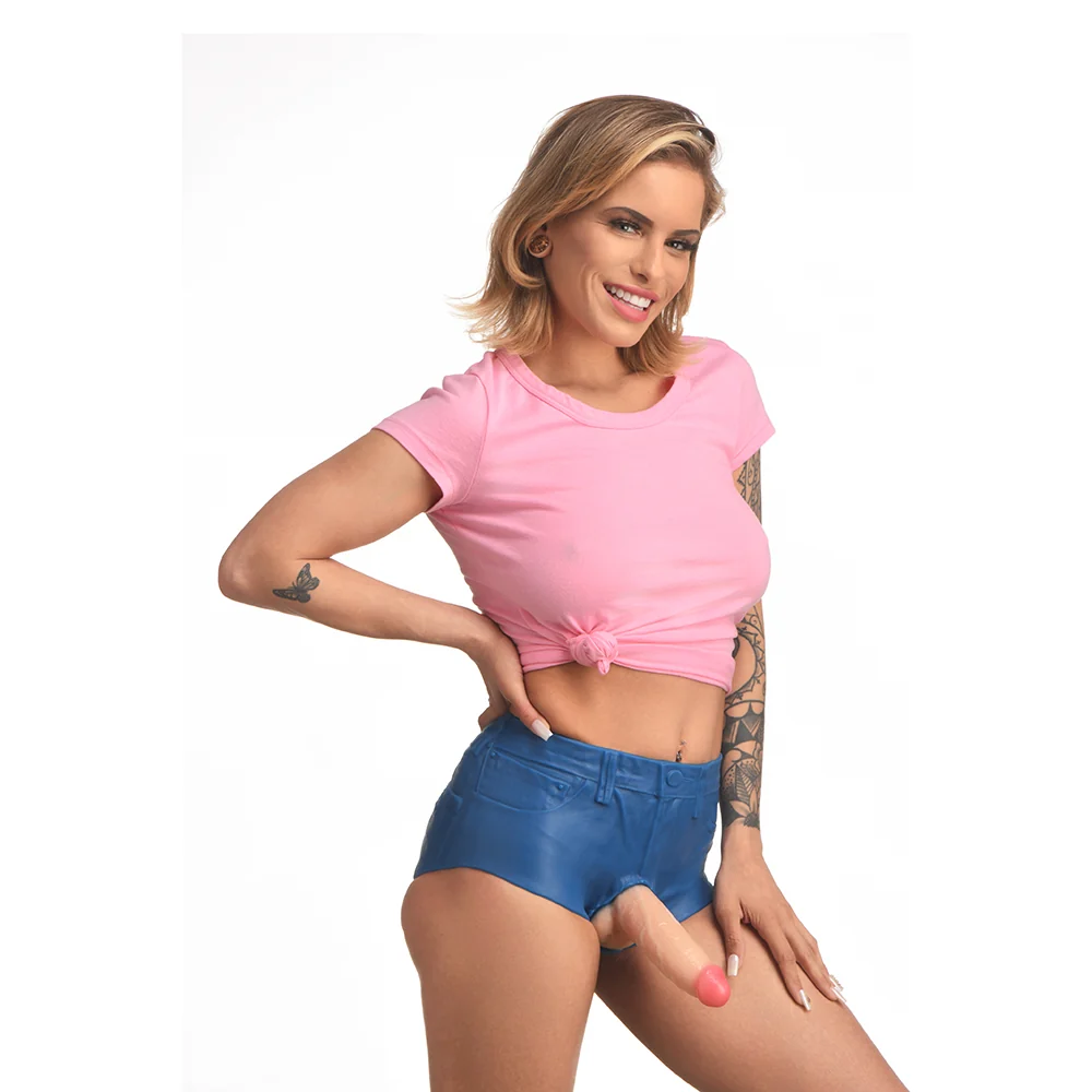 Strap U Booty Shorts Dildo Silicone Strap-On Harness 6 in. Large - Image 2
