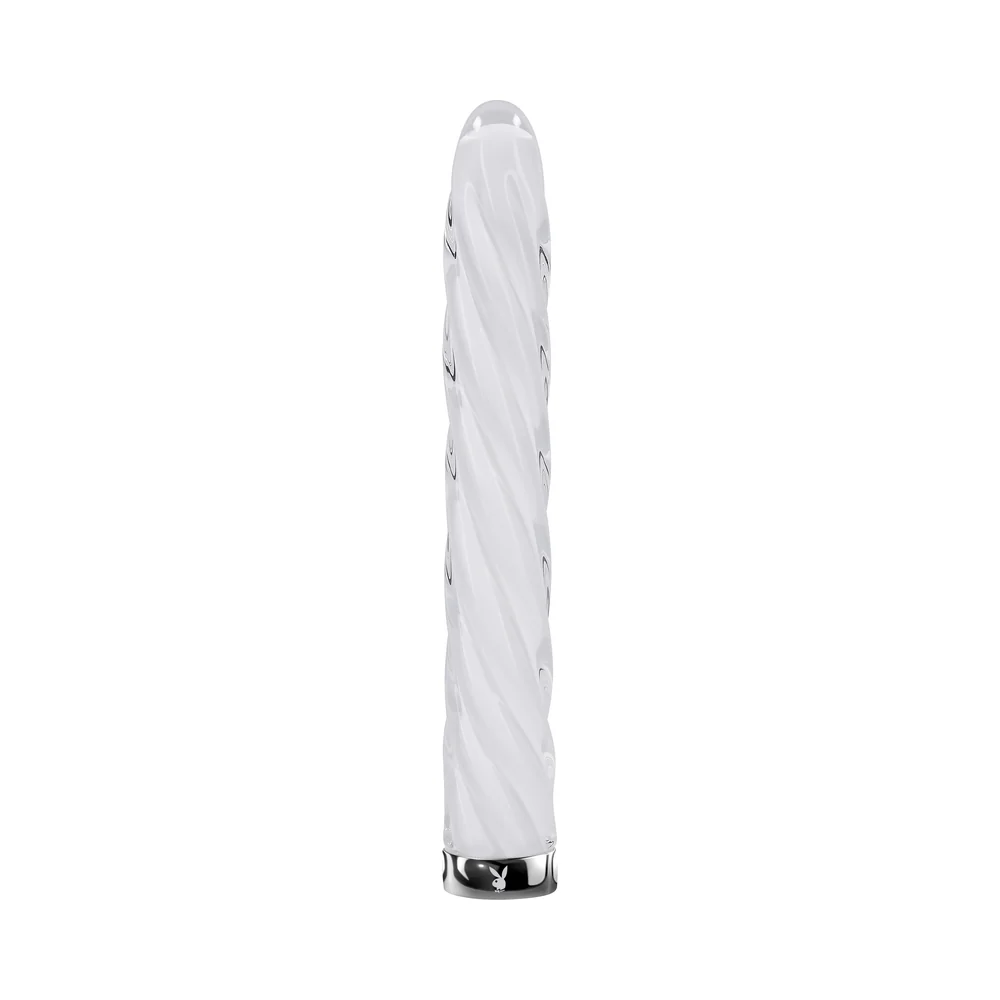 Playboy In A Twist Rechargeable Glass Vibrator White - Image 9