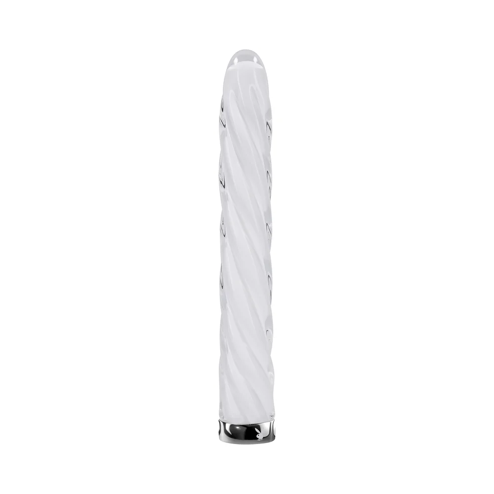 Playboy In A Twist Rechargeable Glass Vibrator White - Image 10