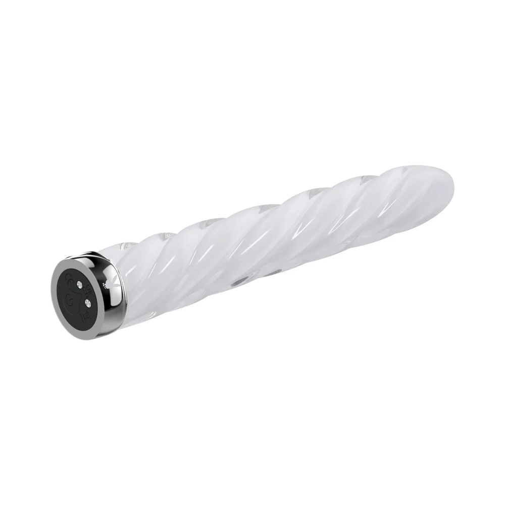 Playboy In A Twist Rechargeable Glass Vibrator White - Image 12