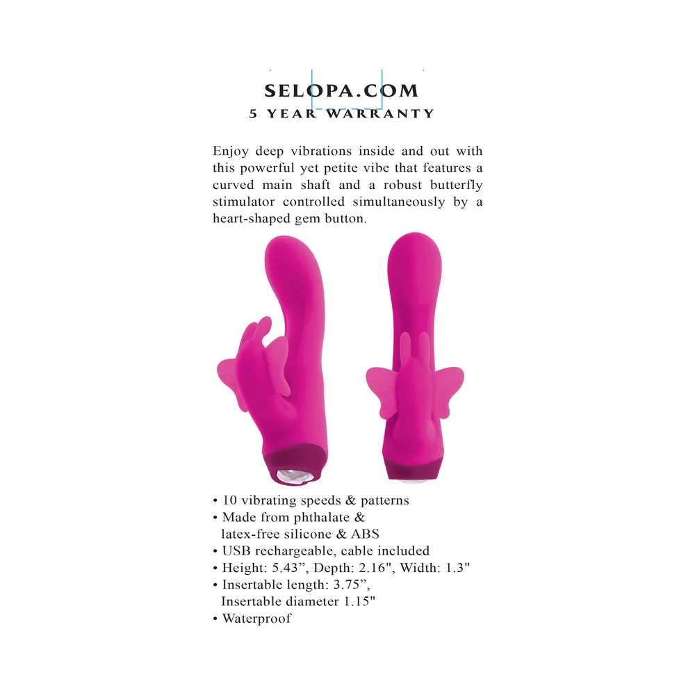 Selopa Butterfly Love Rechargeable Vibrating Dual Stimulator Silicone Pink - Image 13