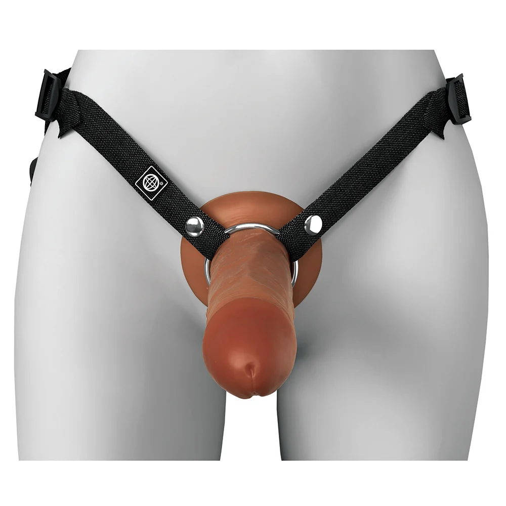 Fantasy X-Tensions Elite Hollow Silicone Strap-On 8 in. Brown - Image 4