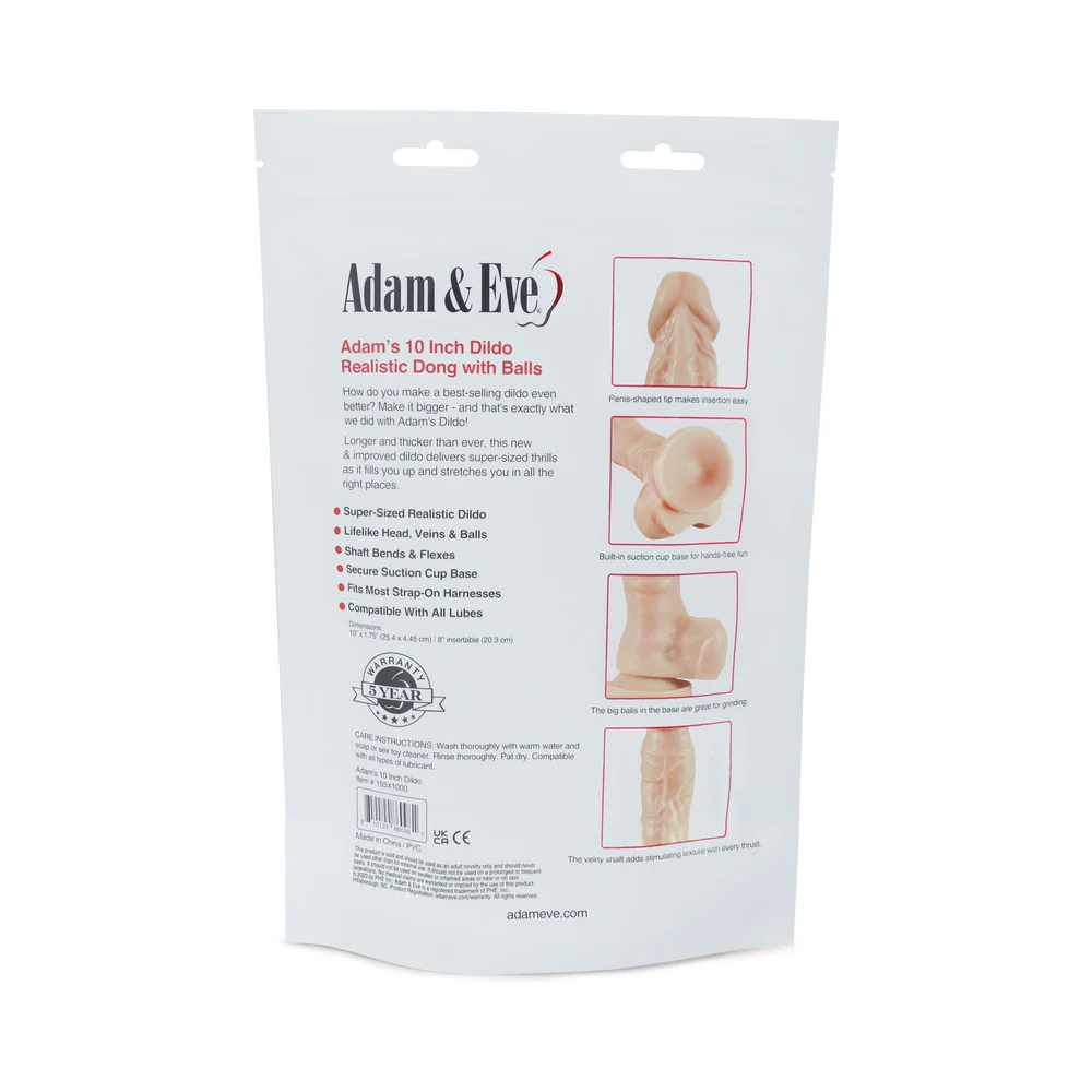 Adam & Eve Adam''s Cock 10 in. Dildo (Bag Packaging) - Image 8