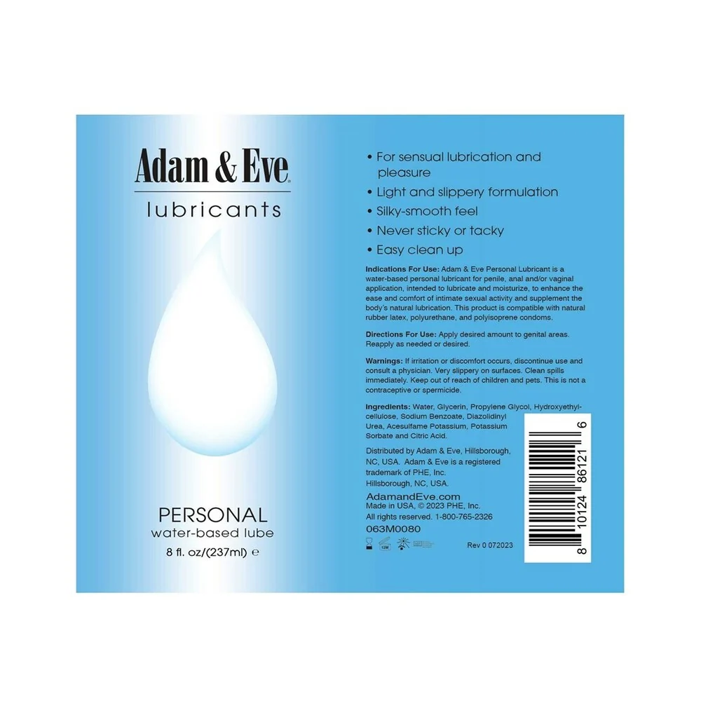 Adam & Eve Personal Water-Based Lubricant 8 oz. - Image 5