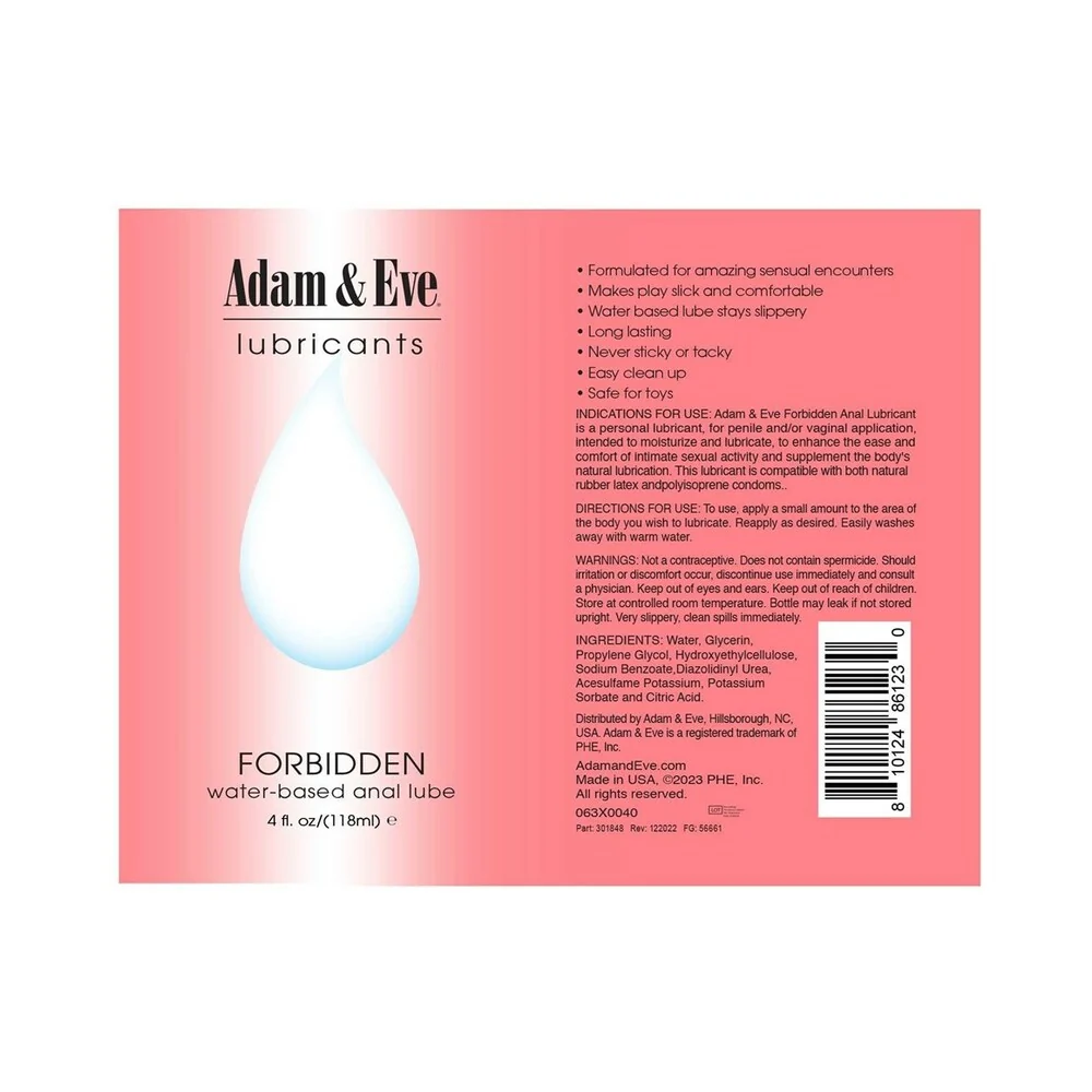 Adam & Eve Forbidden Water-Based Anal Lubricant 4 oz. - Image 3