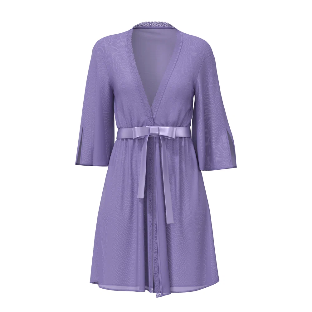 Magic Silk Sheer Passion Flutter Sleeve Robe Very Peri S/M - Image 4