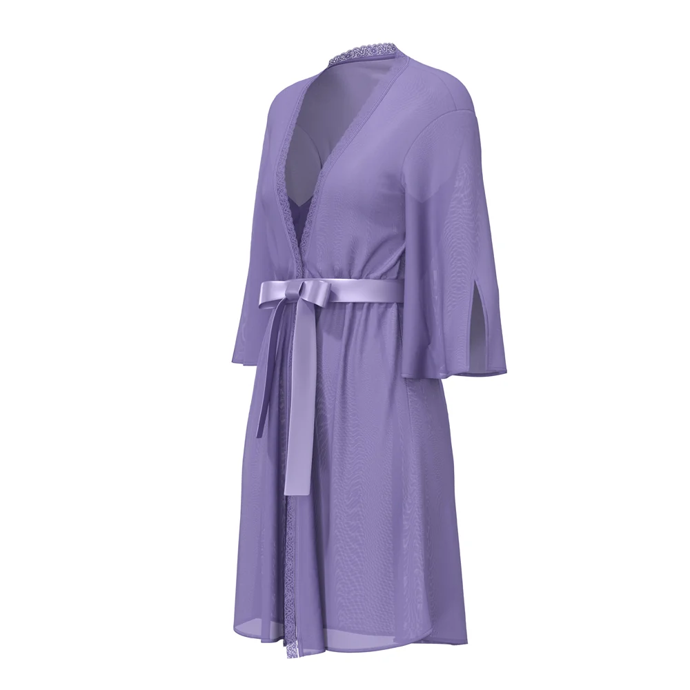 Magic Silk Sheer Passion Flutter Sleeve Robe Very Peri S/M - Image 5