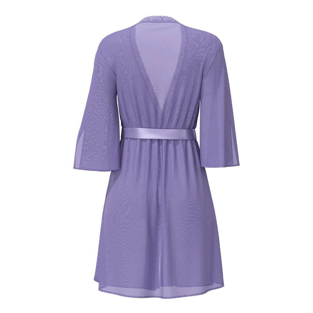 Magic Silk Sheer Passion Flutter Sleeve Robe Very Peri S/M - Image 6