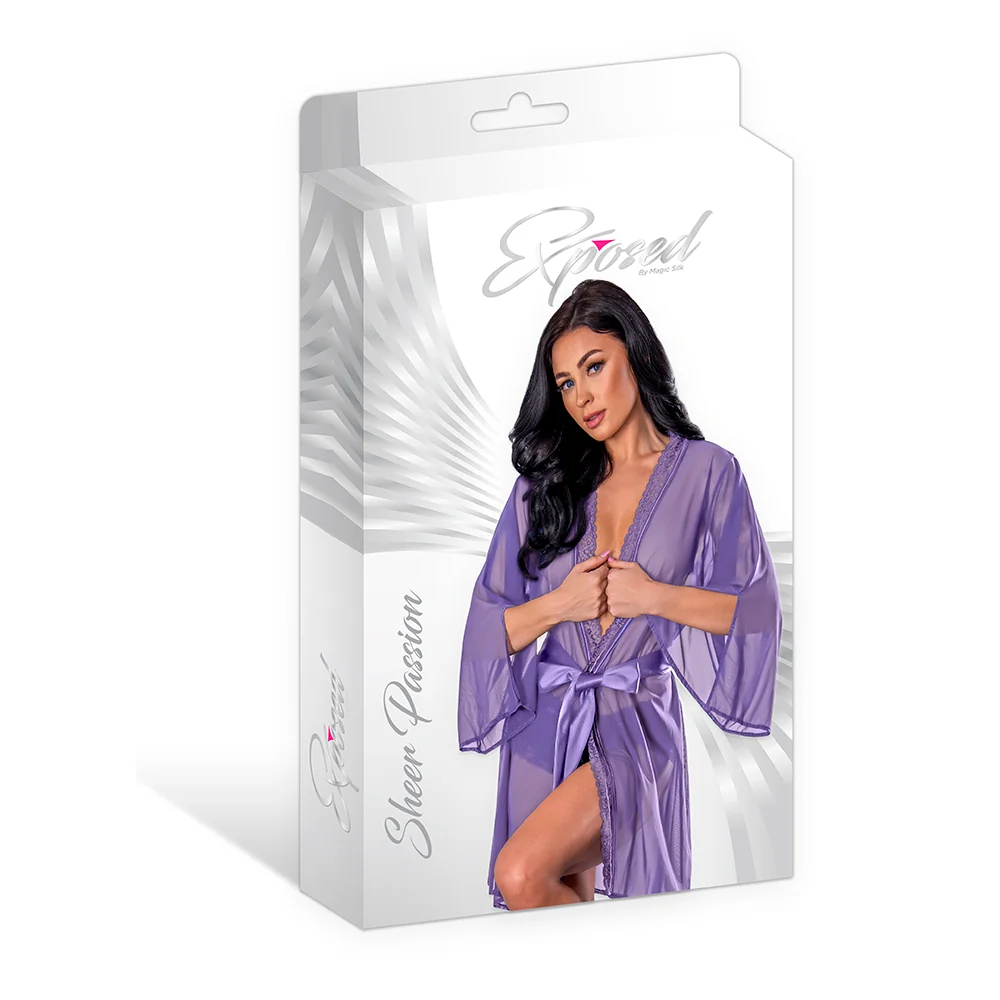 Magic Silk Sheer Passion Flutter Sleeve Robe Very Peri S/M - Image 7