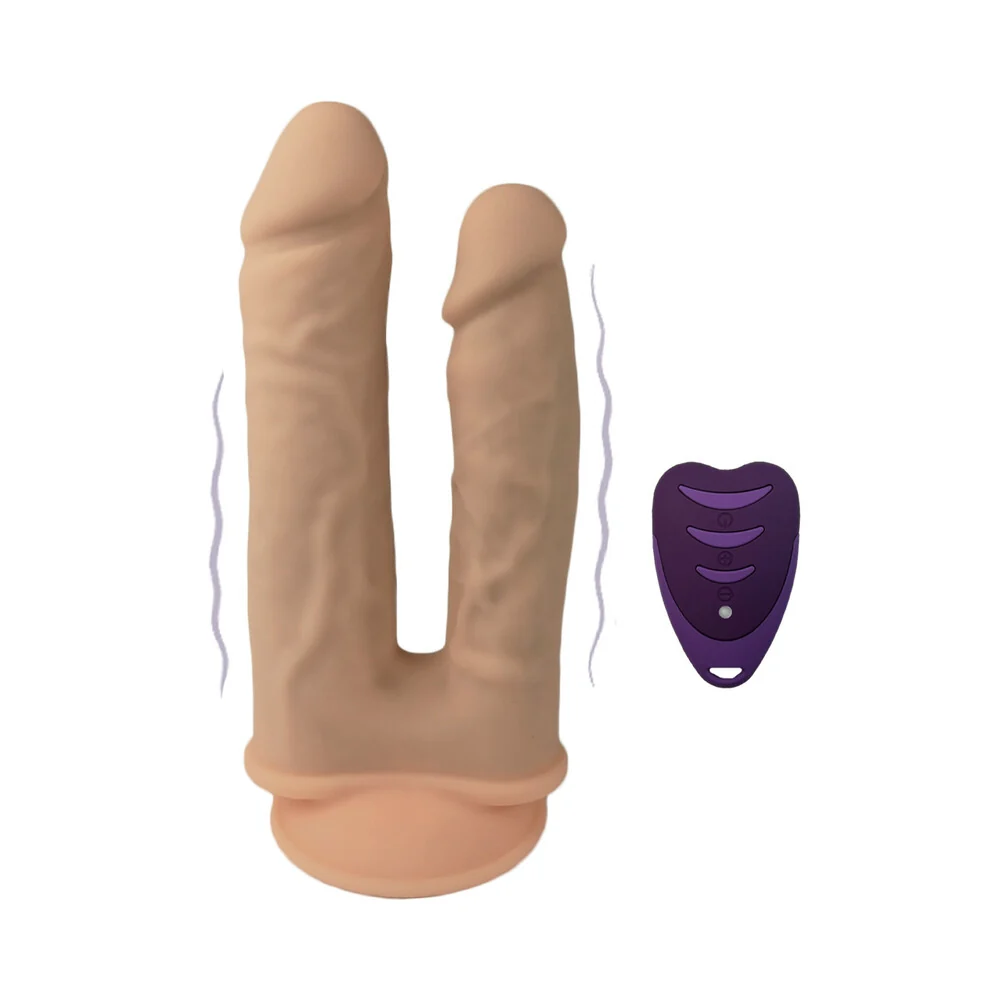 SILEX-D The Original Double Penetration 7 in. & 8 in. Vibrating Dildo with Remote Vanilla - Image 3