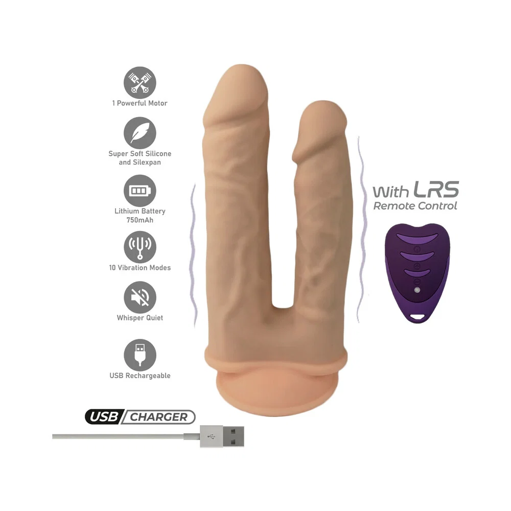 SILEX-D The Original Double Penetration 7 in. & 8 in. Vibrating Dildo with Remote Vanilla - Image 6