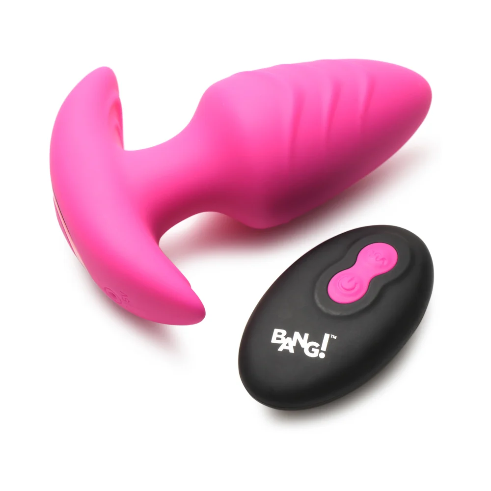 BANG! Rotating & Vibrating Silicone Butt Plug with Remote Pink - Image 2