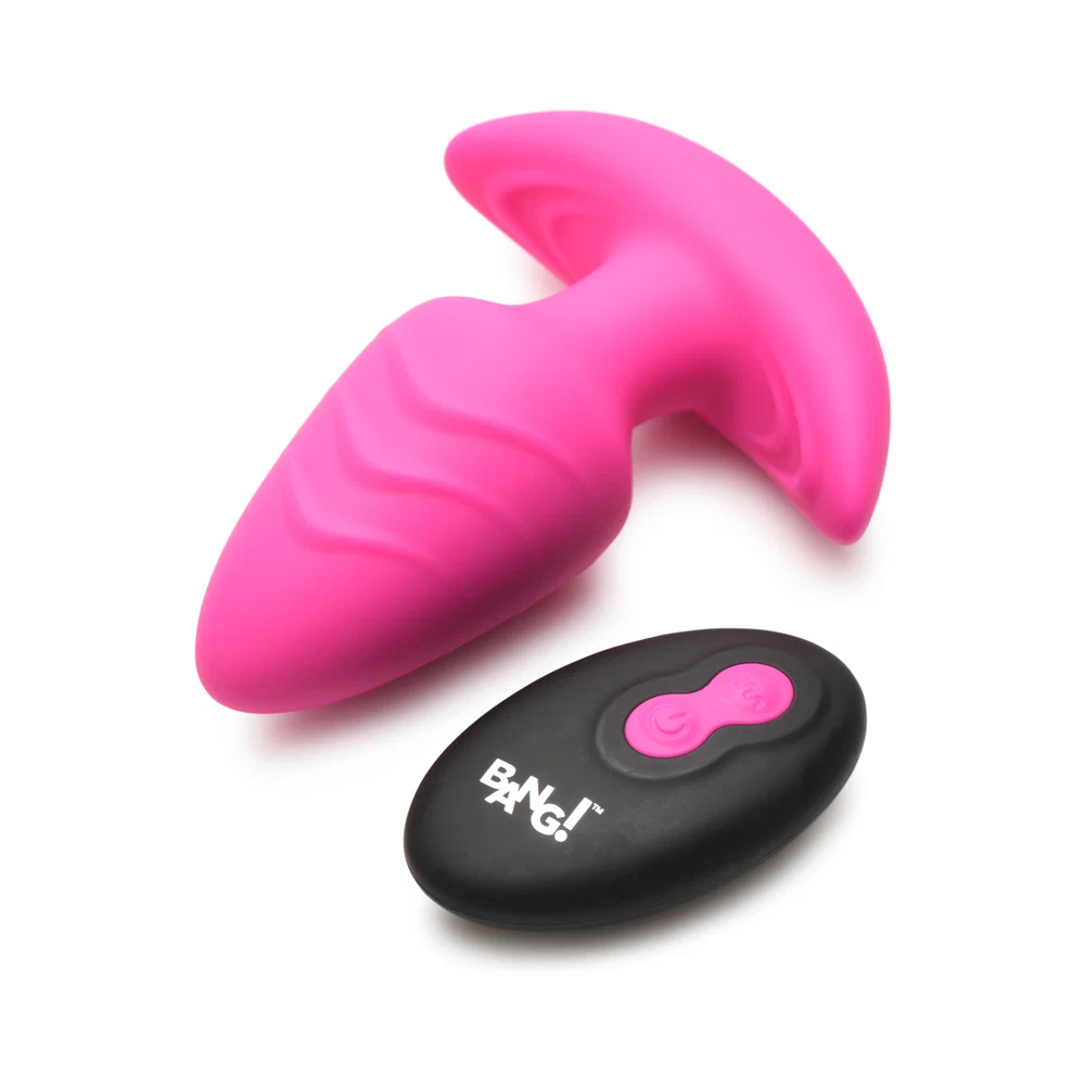 BANG! Rotating & Vibrating Silicone Butt Plug with Remote Pink - Image 3