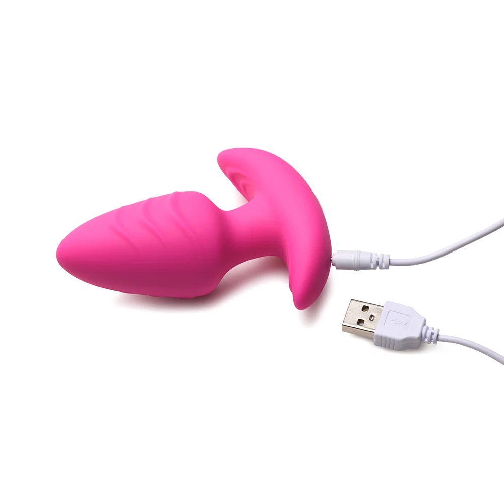 BANG! Rotating & Vibrating Silicone Butt Plug with Remote Pink - Image 5